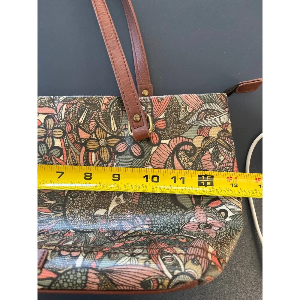 Sakroots Shoulder Bag Multi Color Floral‎ Print Leather Trim
